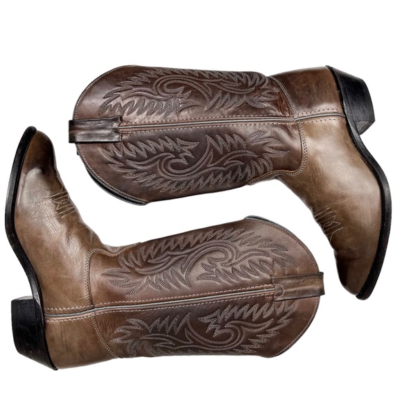 SOLD Imperial Gray Brown Leather Western Boot Made In USA Women 6 1/2 M - Picture 2 of 11